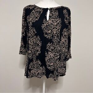 Lucky Brand 2XL/2G Boho Paisley  Flowy 3/4 Length Sleeve lightweight Blouse